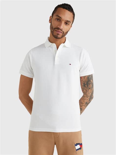 polo tommy hilfiger blanco hombre|tommy hilfiger polo slim fit.